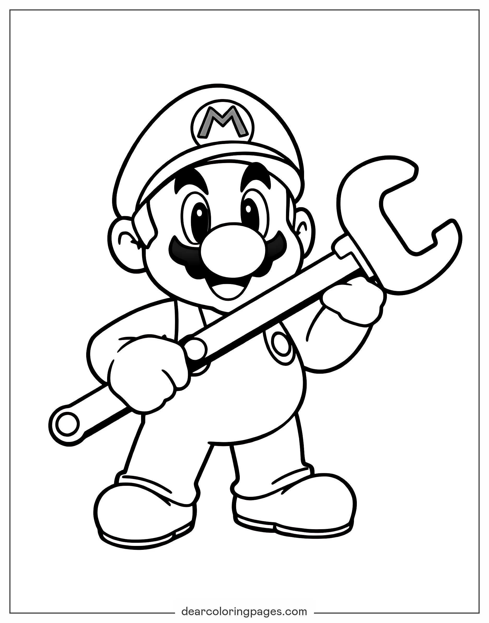 Mario Coloring Page - Mario with a giant wrench