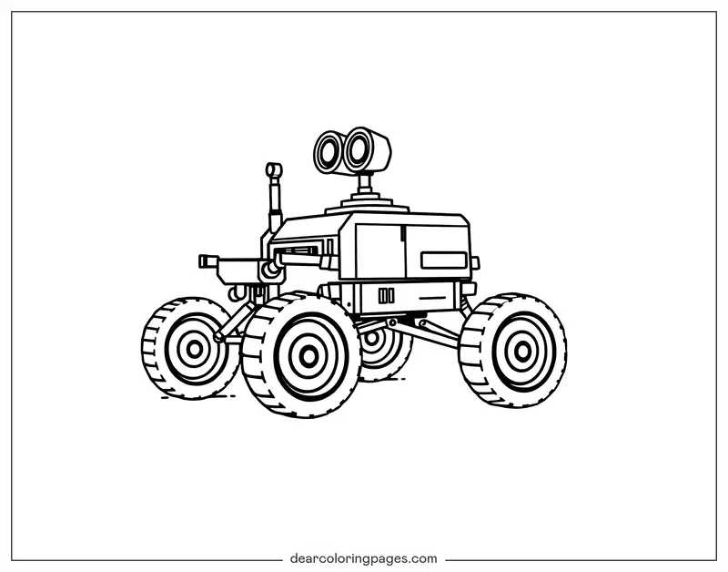 Mars Rover Coloring Page - Cartoon Style Mars Rover