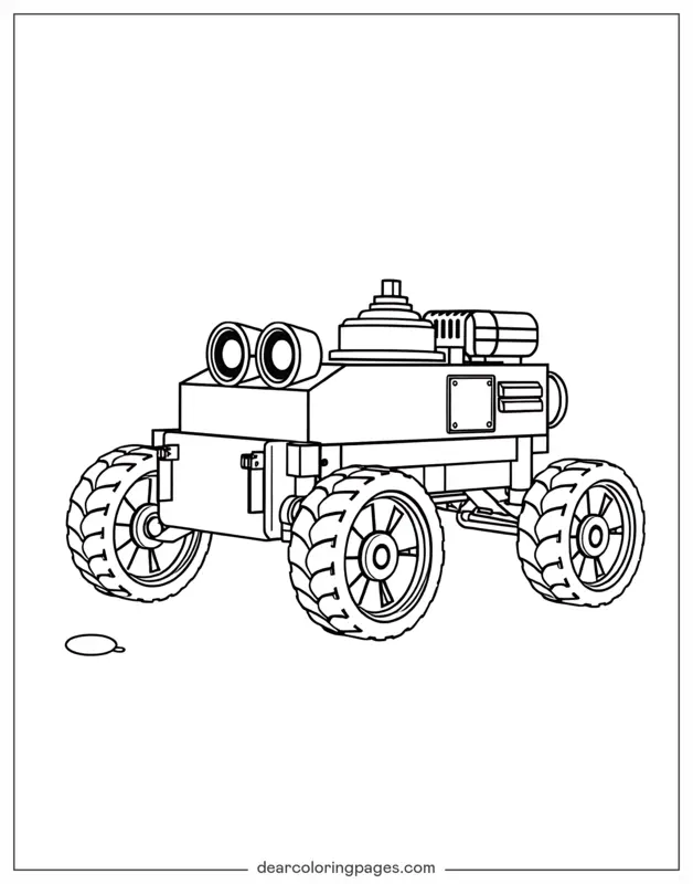 Mars Rover Coloring Page - Simple Line Mars Rover