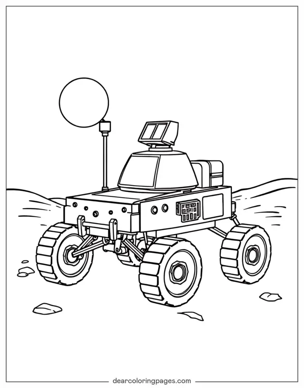 Mars Rover Coloring Page - Simple Mars Rover