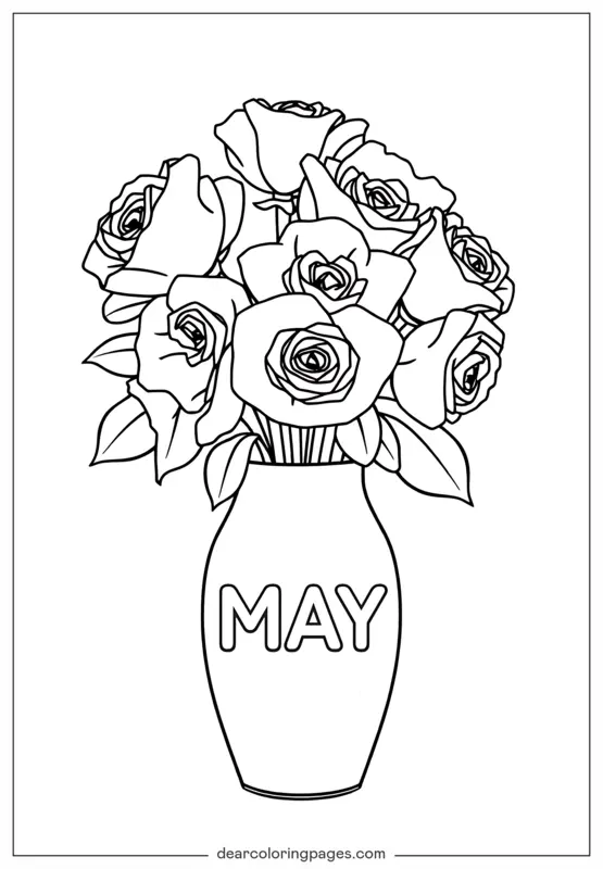 Rosa Desenho para Colorir - Rosa em Maio