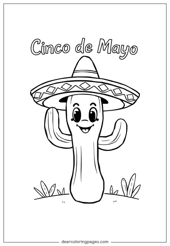 Mayo Dibujo para Colorear - Celebrando Cinco de Mayo