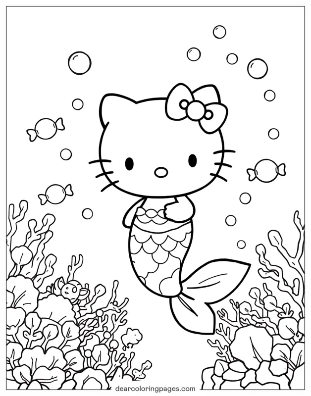 Sereia Desenho para Colorir - Desenho para Colorir da Hello Kitty Sereia