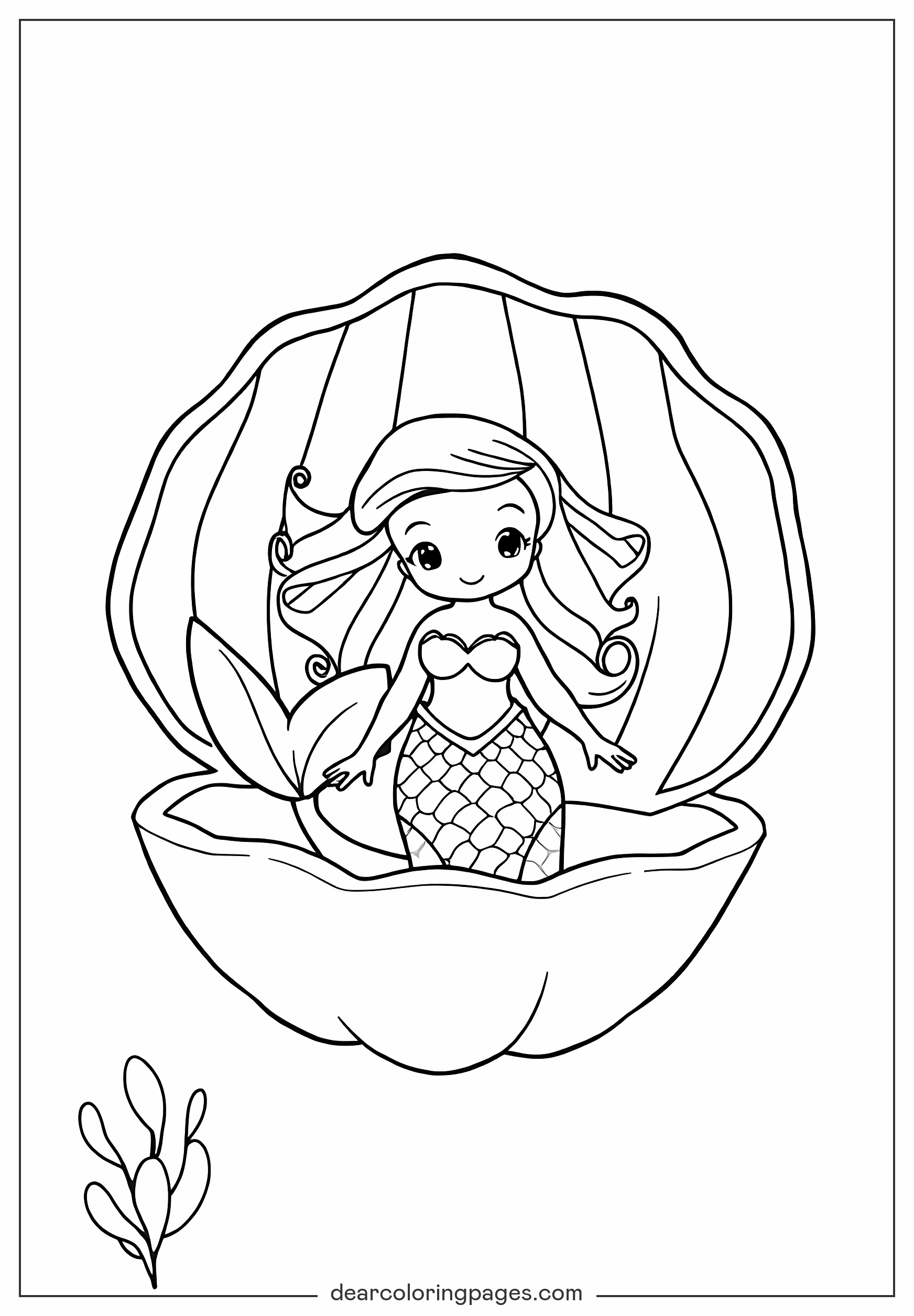 可愛的美人魚可列印塗色頁