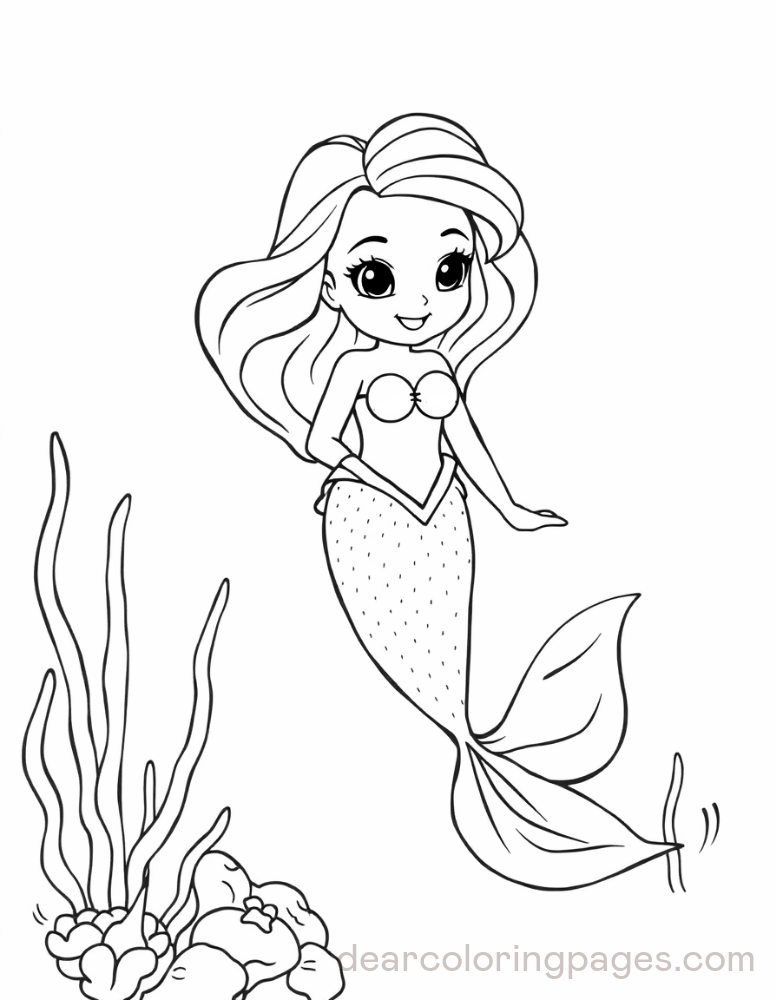 Sereia Desenho para Colorir - Sereia de Desenho Animado