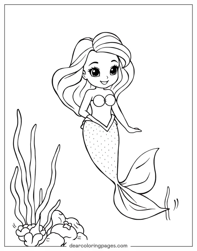 Sereia Desenho para Colorir - Desenho para Colorir de Sereia Cartoon