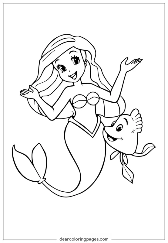 Ariel and Flounder in an underwater adventure