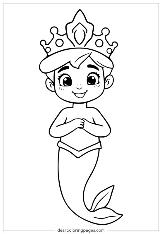 Prince mermaid with a crown