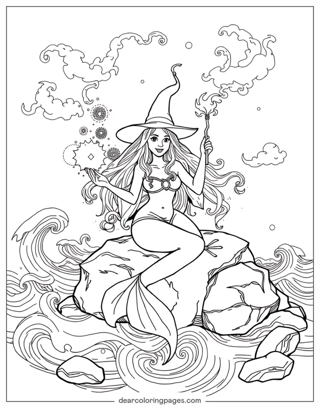Sereia Desenho para Colorir - Sereia Bruxa