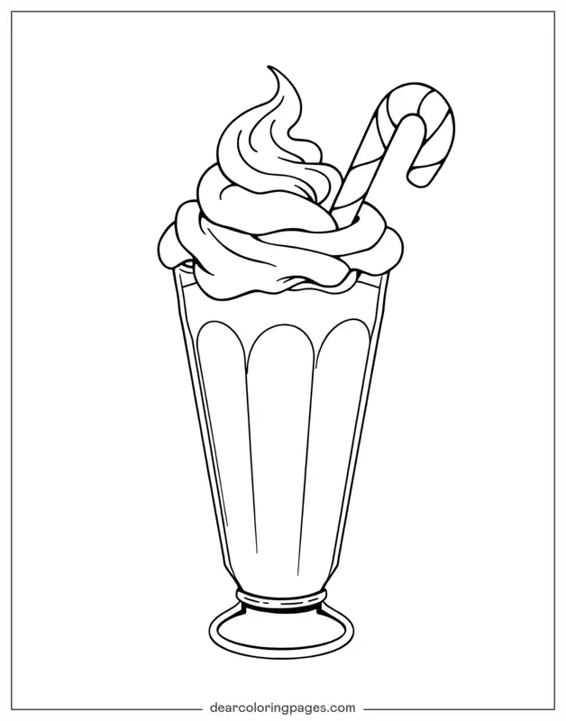 Bastón de Caramelo Dibujo para Colorear - Batido de leche con bastón de caramelo