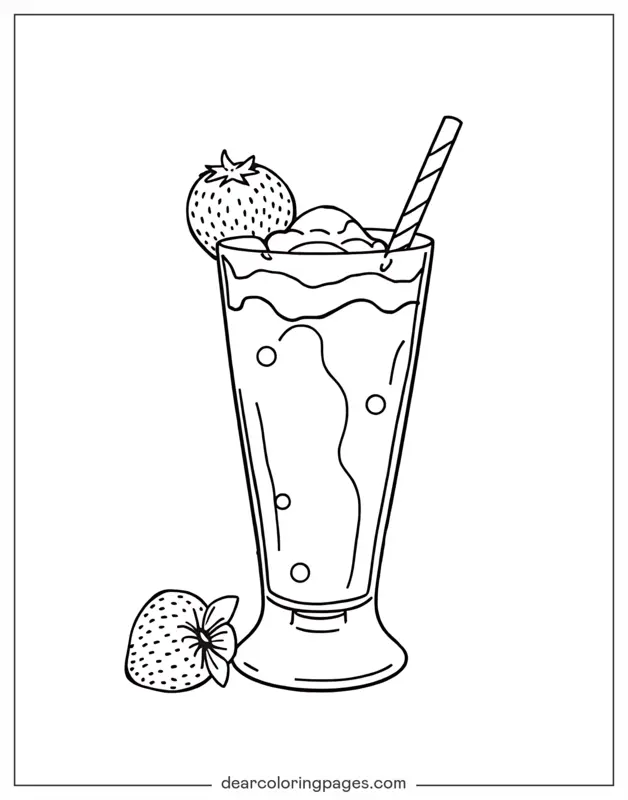 Fresa Dibujo para Colorear - Batido de fresa