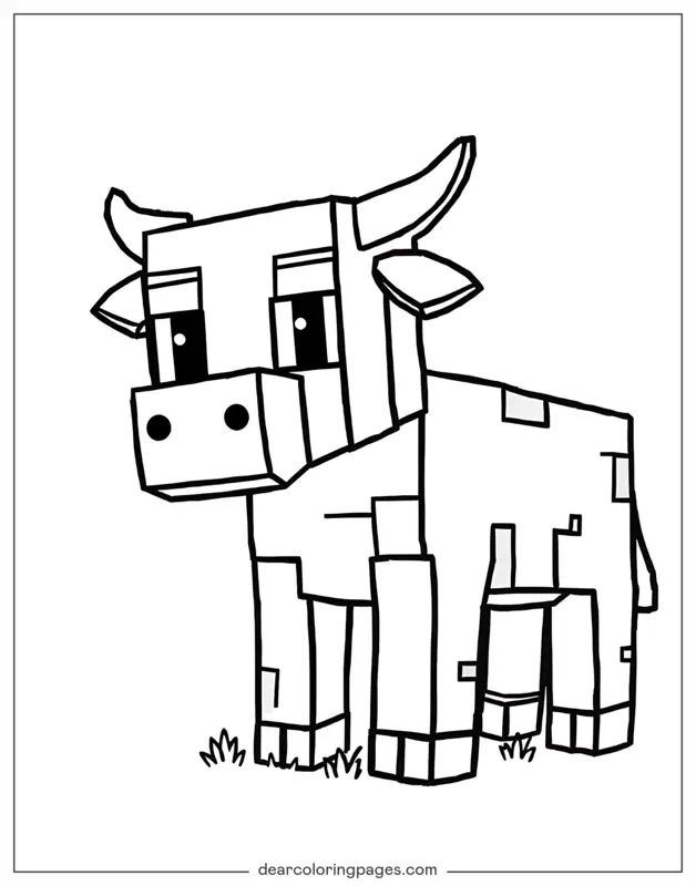 Minecraft Ausmalbild - Minecraft Kuh