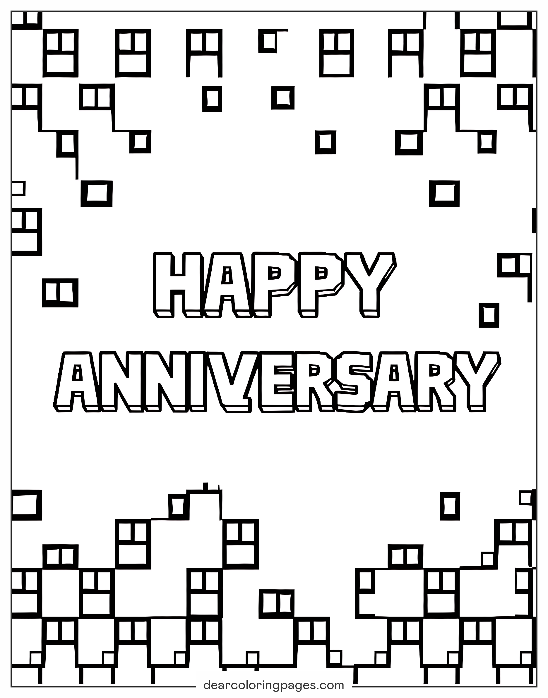 Anniversary Coloring Pages 12 - Minecraft Style Text %22happy Anniversary%22
