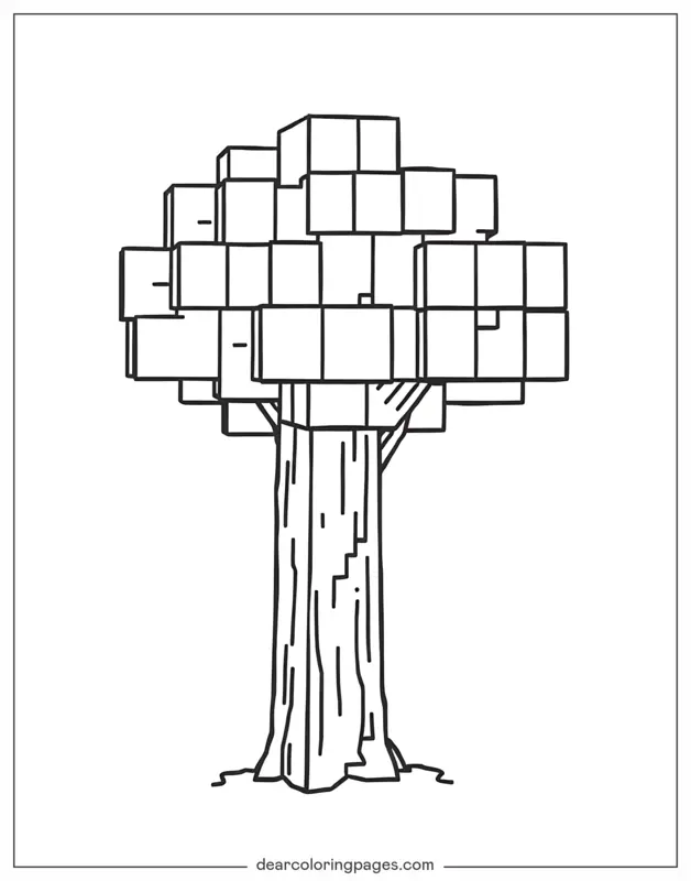 Minecraft Ausmalbild - Minecraft-Baum
