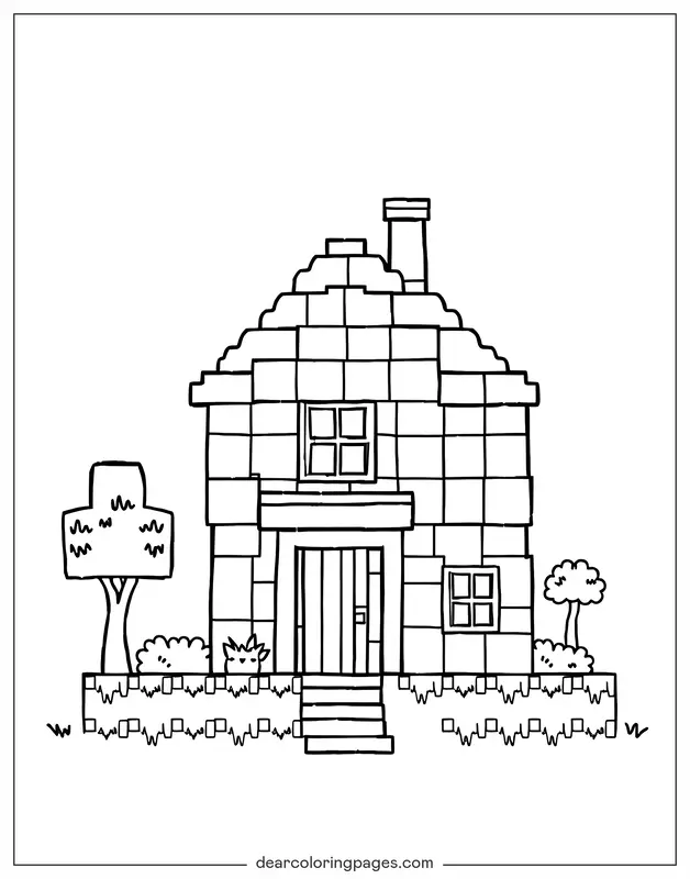 Minecraft Ausmalbild - Minecraft-Haus