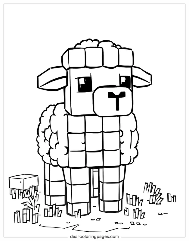 Oveja Dibujo para Colorear - Oveja de Minecraft