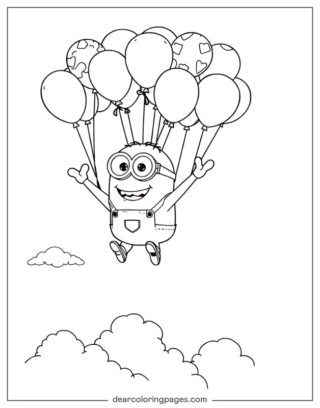 Minion Dibujo para Colorear - Minion con globos