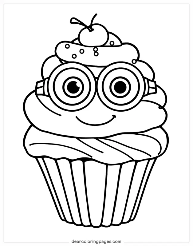 Minion Dibujo para Colorear - Cupcake de Minion