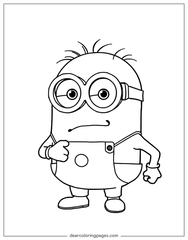 Minion Dibujo para Colorear - Dibujo de Minion con Mirada Escéptica para Colorear