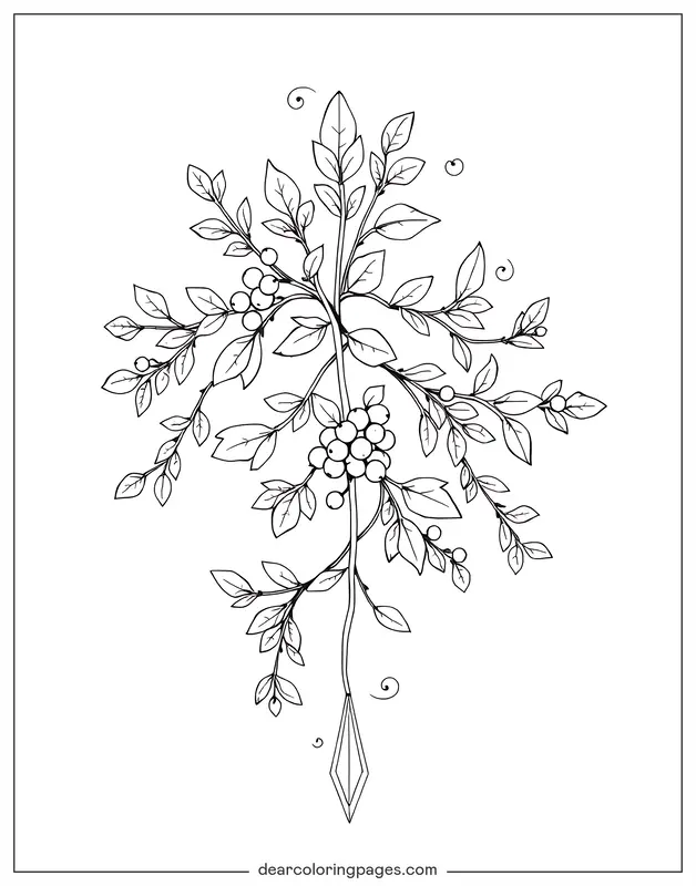 Vischio Disegno da Colorare - Bellissimo Vischio Disegno da Colorare