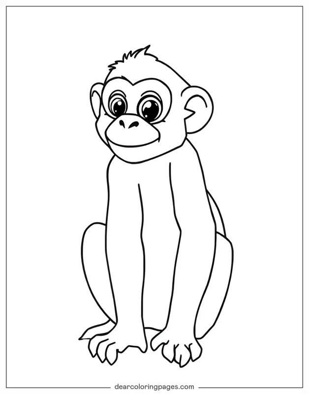 Monkey Coloring Page - Simple Monkey Coloring