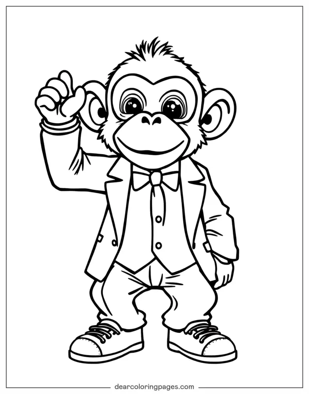 Monkey Coloring Page - Monkey Dressed in Suits