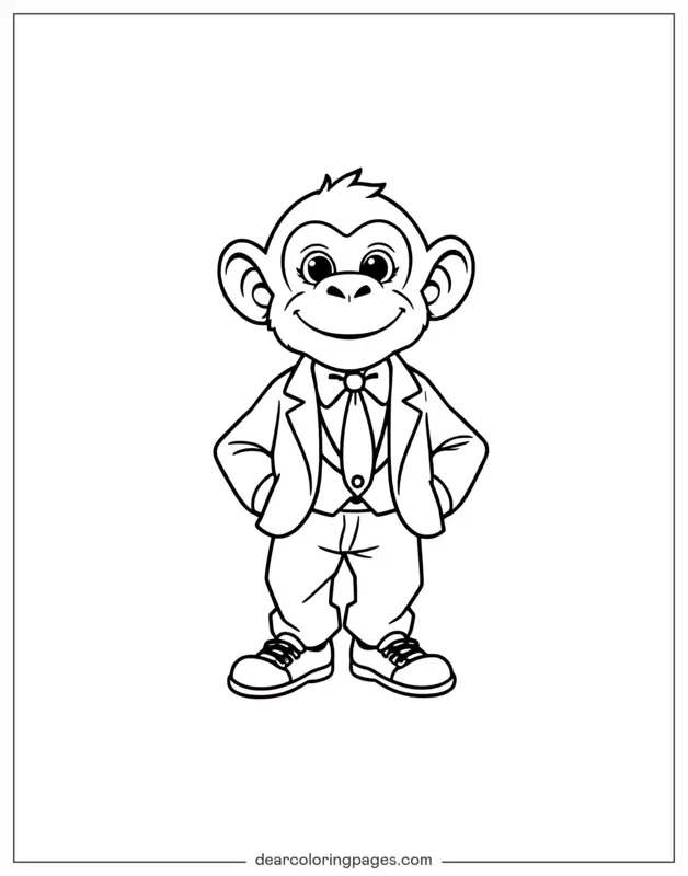 Monkey Coloring Page - Monkey Dressed in Suits