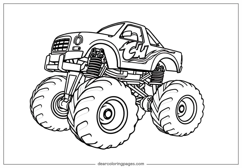 Monster Truck Disegno da Colorare - Truck Mostruoso Decorato