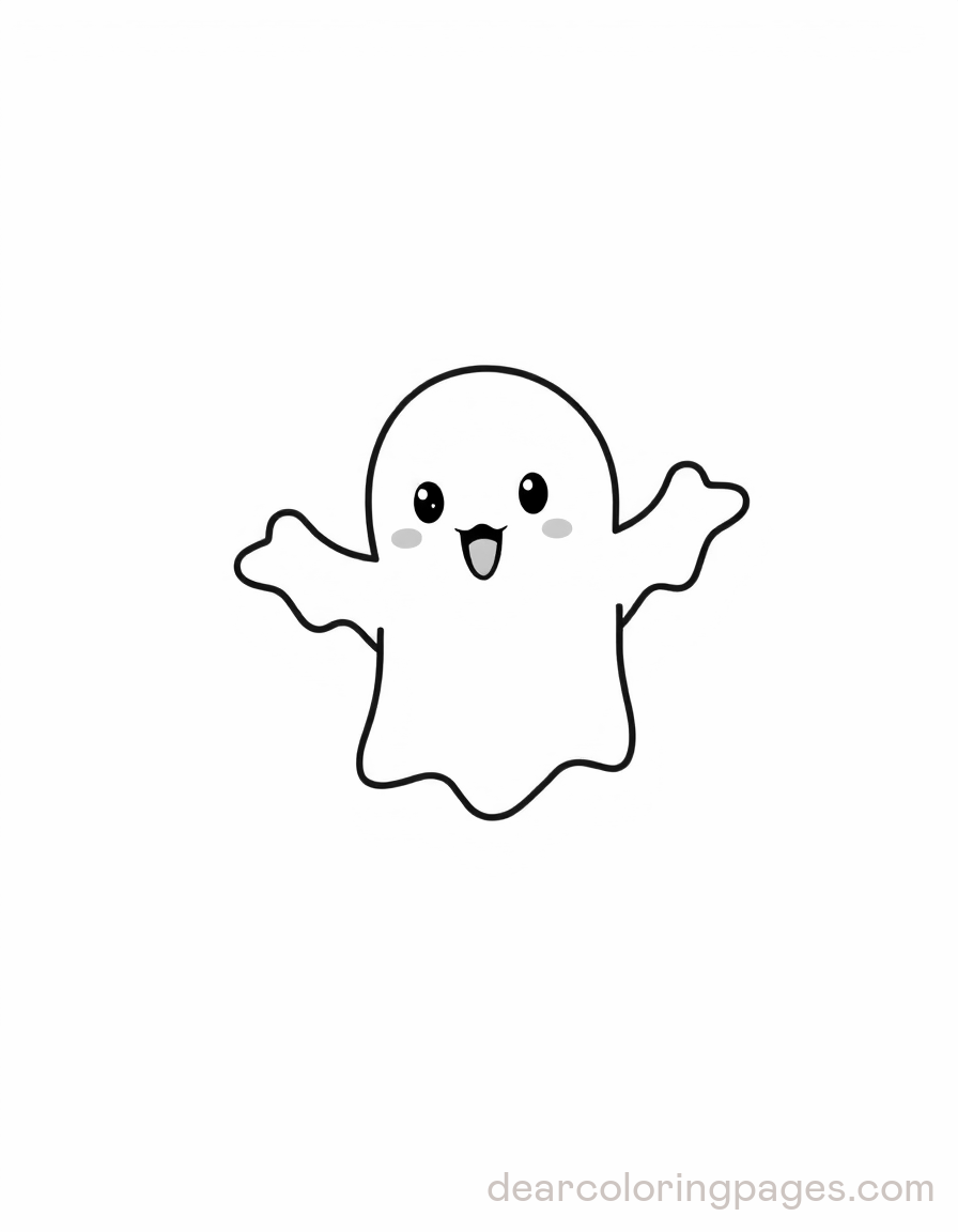 Monster Coloring Page - Playful Ghost