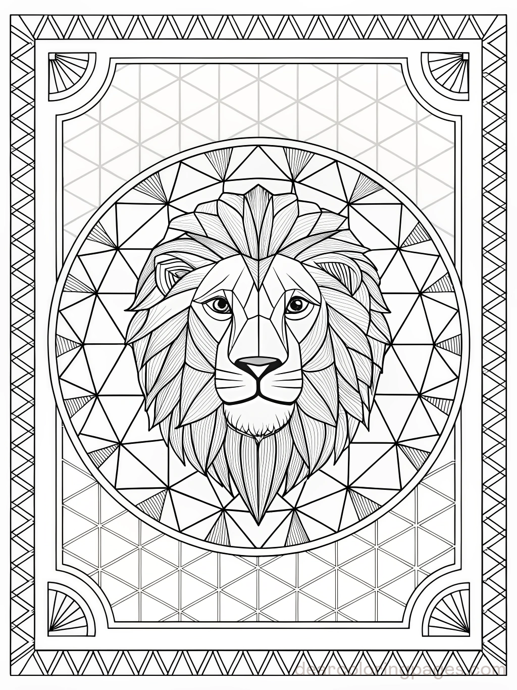 Mosaic Coloring Page - Lion Mosaic