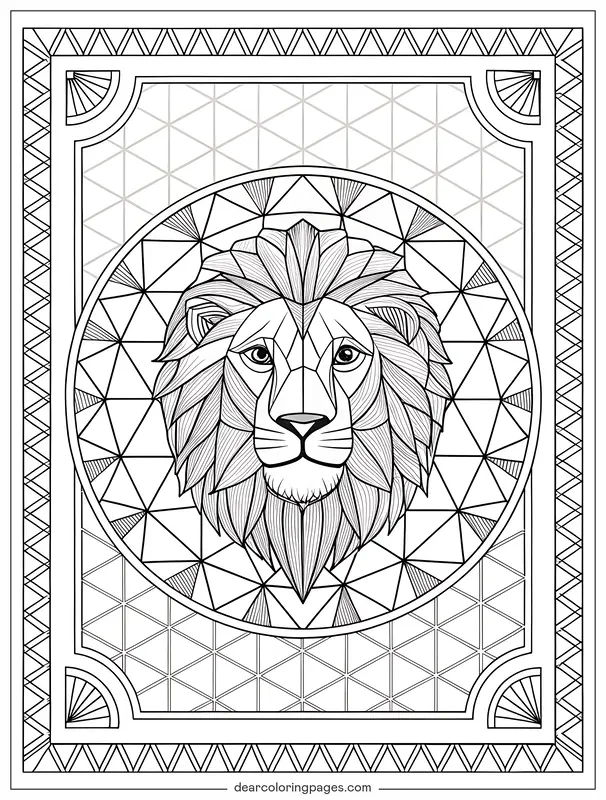 Lion Coloring Page - Lion Mosaic