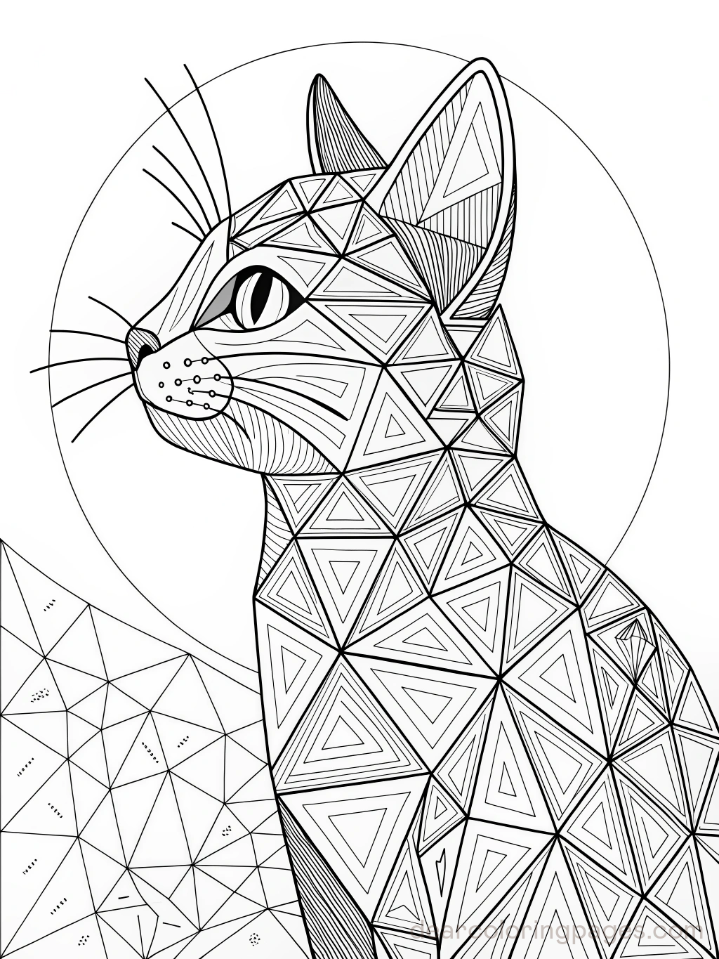 Mosaic Coloring Page - Cat Mosaic