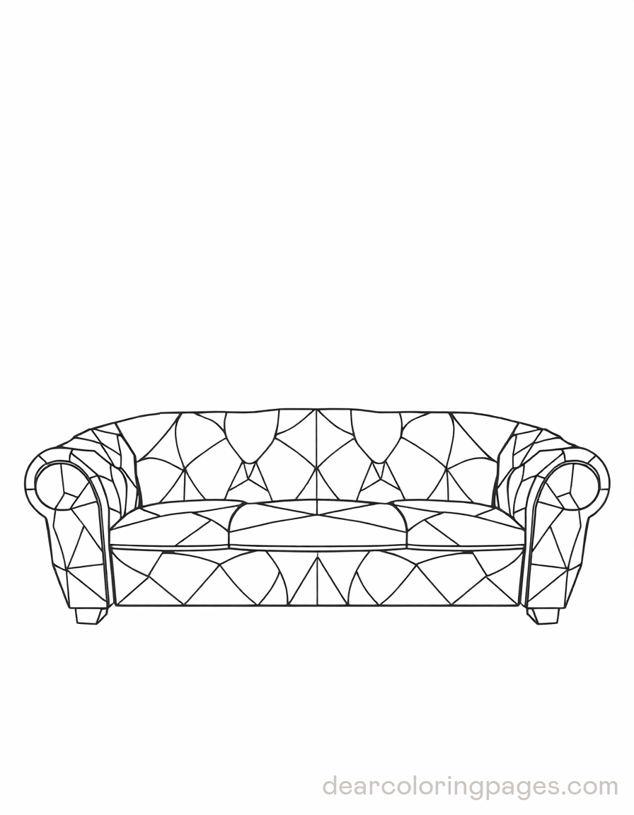 Mosaic Coloring Page - Mosaic Sofa