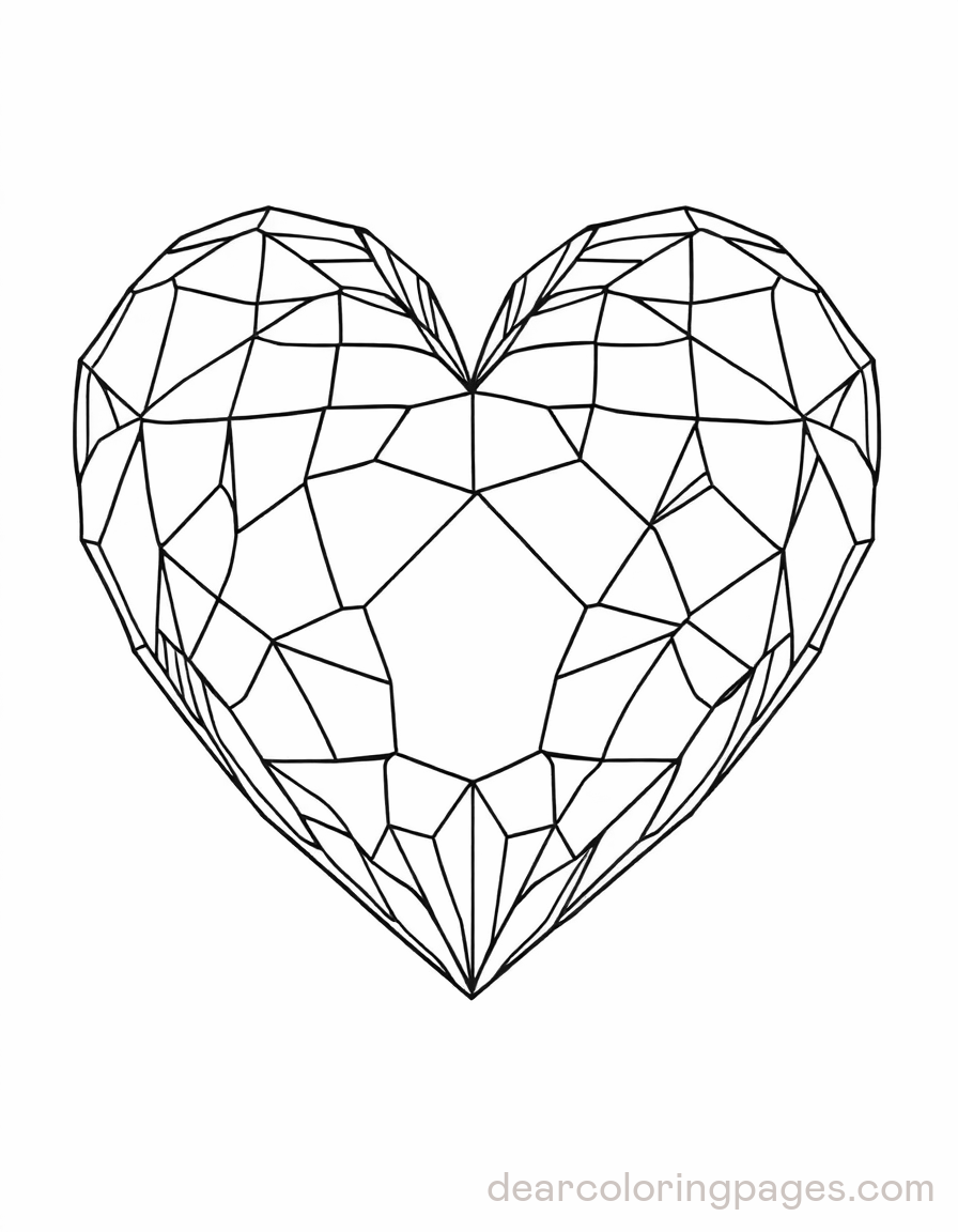 Mosaic Coloring Page - Mosaic Heart