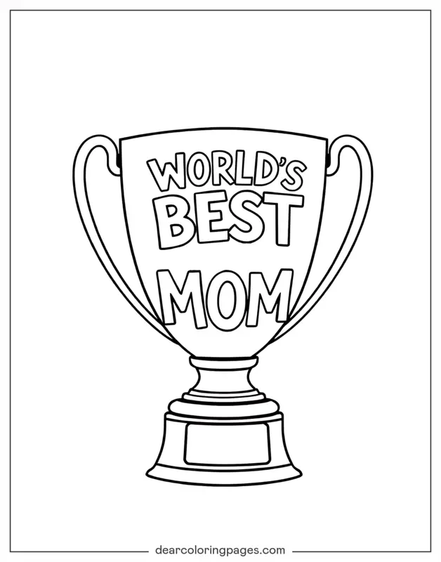 Coloriage de Fête des Mères – Trophée de la Meilleure Maman du Monde