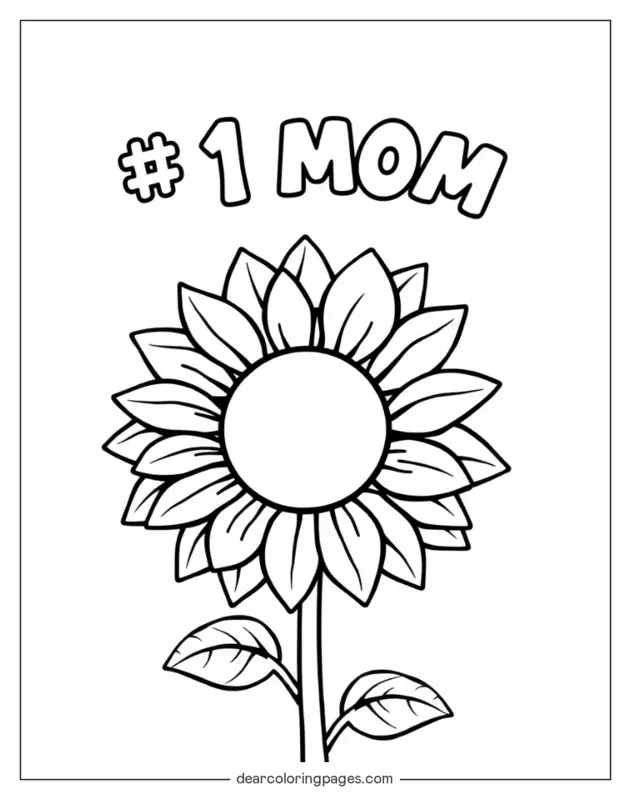 Coloriage de Fête des Mères – Tournesol #1 Maman