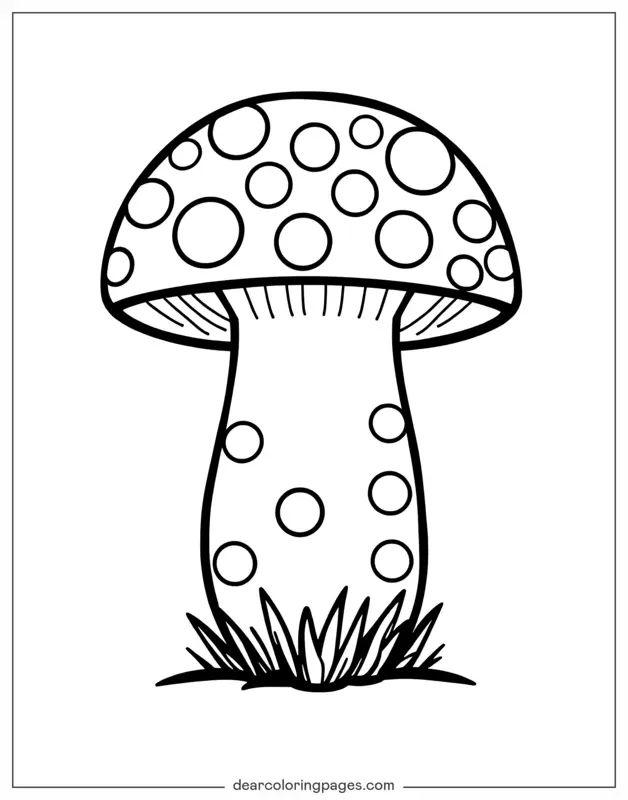 Seta Dibujo para Colorear - Hongo Fácil de Colorear