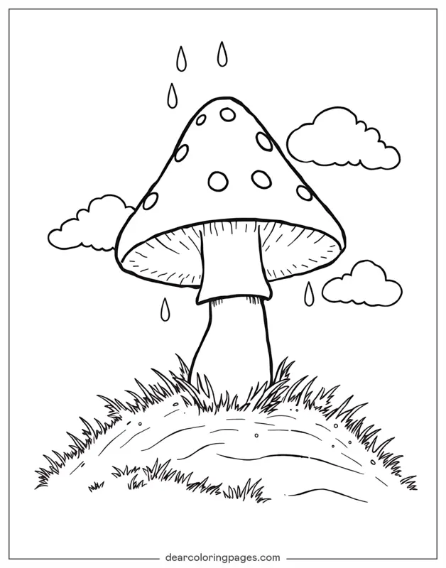 Seta Dibujo para Colorear - Seta en lluvia ligera