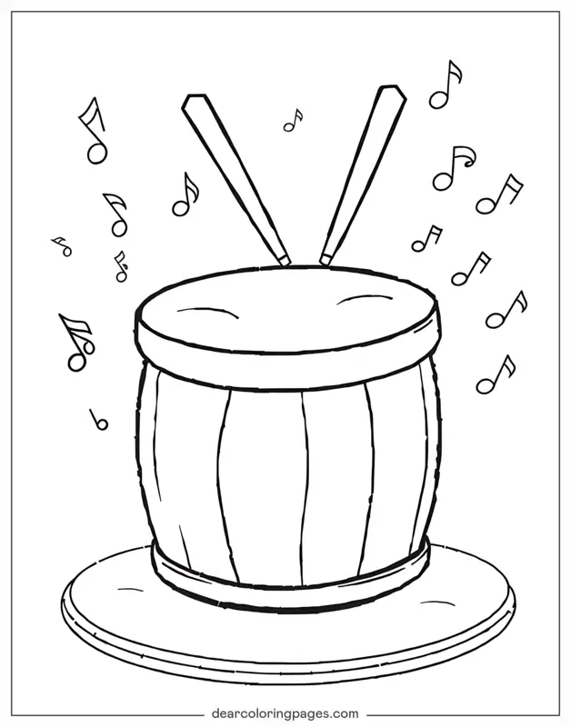 Música Dibujo para Colorear - Tambor