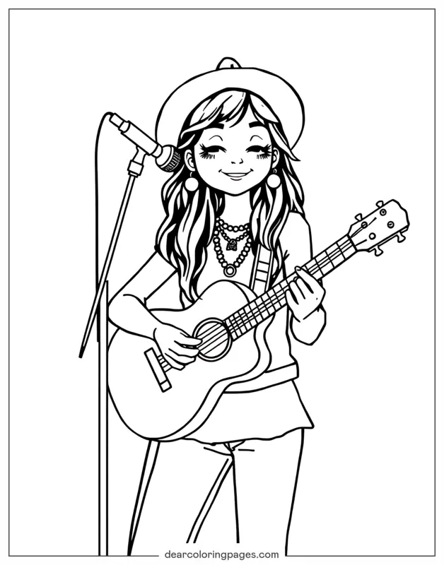 Música Dibujo para Colorear - Músico actuando