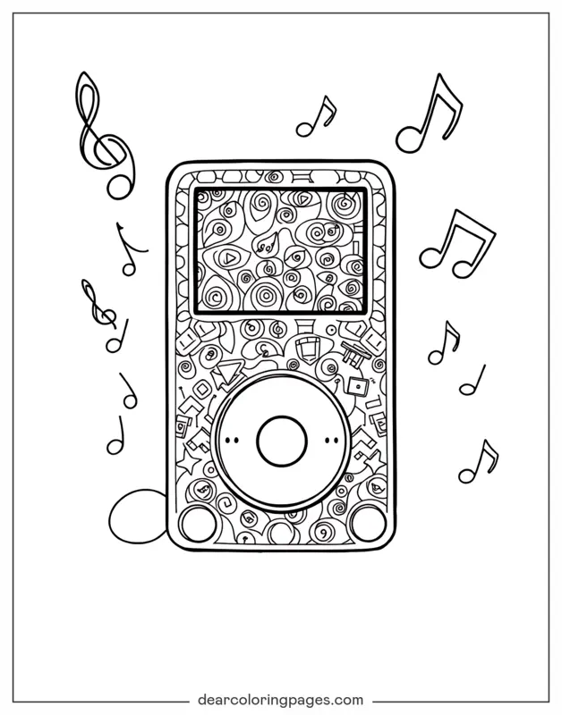 Música Dibujo para Colorear - Interfaz de reproductor de iPod intrincada
