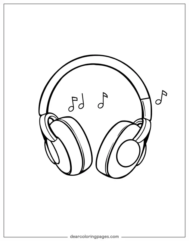 Música Dibujo para Colorear - Auriculares simples