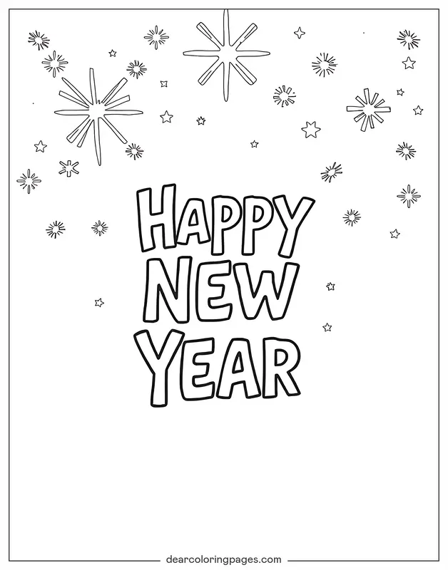 Capodanno Disegno da Colorare - Buon Anno Nuovo