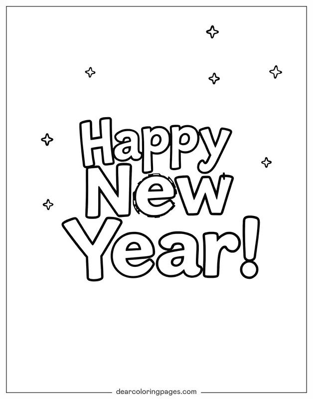 Capodanno Disegno da Colorare - Buon Anno Nuovo