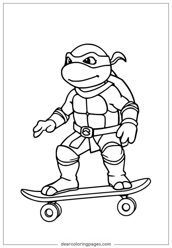 Ninja-schildkröten Ausmalbild - Teenage Mutant Ninja Turtle Skateboarden Ausmalbild