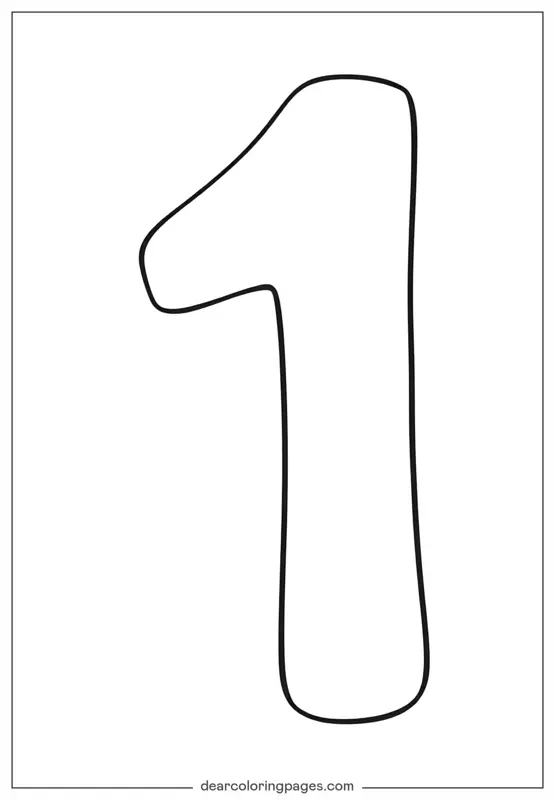 Número Dibujo para Colorear - Número 1 Dibujo para Colorear