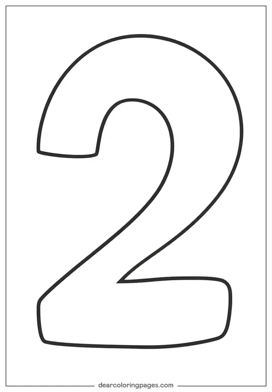 Número Dibujo para Colorear - Número 2 Dibujo para Colorear