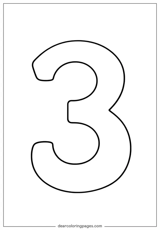 Número Dibujo para Colorear - Número 3 Dibujo para Colorear