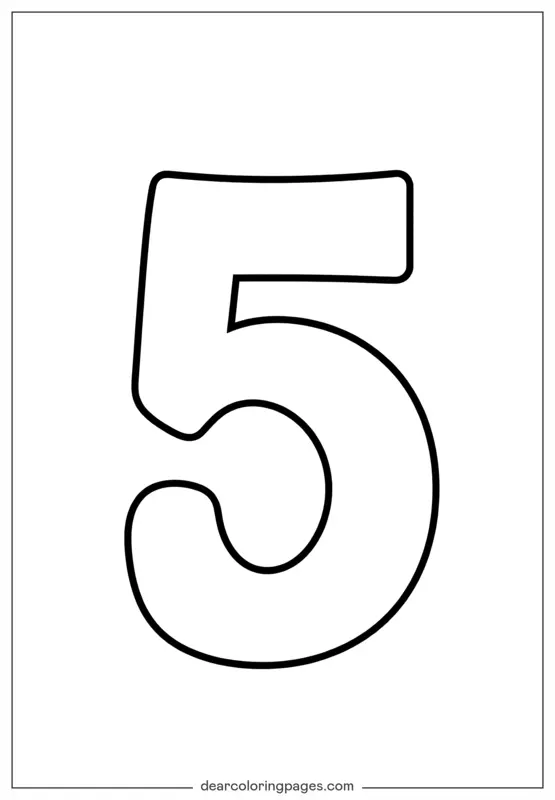 Número Dibujo para Colorear - Número 5 Dibujo para Colorear
