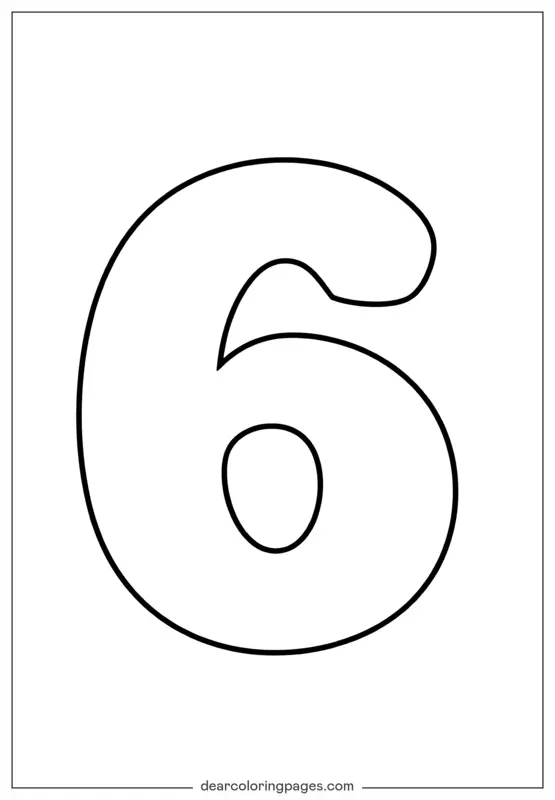 Número Dibujo para Colorear - Número 6 Dibujo para Colorear
